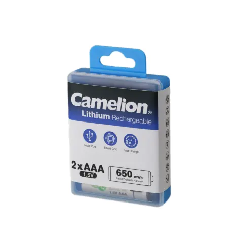 Аккумулятор CAMELION AAA 1.5V 650mAh 2шт заряд от USB (UB AAA650 PBH2) img.0-m